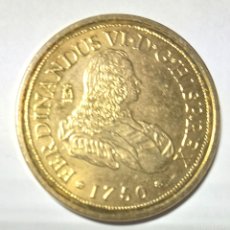 Reproducciones billetes y monedas: RÉPLICA MONEDA FERNANDO VI - 1750--BAÑADA ORO 24 KT. ,CECA REAL CASA DE LA MONEDA FNMT. Lote 396852284