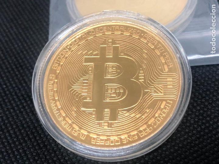Riproduzioni banconote e monete: &iexcl;&iexcl;&iexcl; MONEDA MEDALLA BITCOIN BA&Ntilde;ADA EN ORO - 40 MM !!!