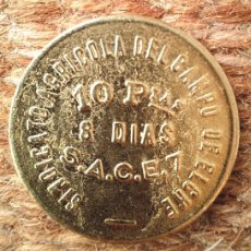 Reproducciones billetes y monedas: ELCHE - SINDICATO AGRICOLA DEL CAMPO - 10 PESETAS - REPRODUCCION. Lote 402162874