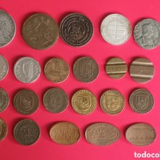 Reproducciones billetes y monedas: LOTE DE 22 FICHAS/TOKEN/JETONES . PARA CLASIFICAR.