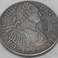 Reproducciones billetes y monedas: RÉPLICA MONEDA 1793. RESELLO ESCOCIA CBCº PARA CIRCULAR COMO 5 CHELINES. 8 REALES. REY CARLOS IV
