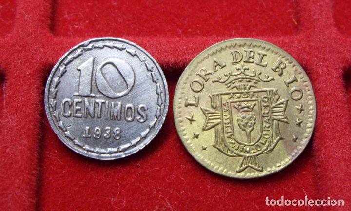 Reproductions billets et monnaies: 10 CENTIMOS REPUBLICA 1938 Y 25 CENTIMOS LORA DEL RIO 1937 - REPRODUCCIONES de COLECCION ANTIGUA