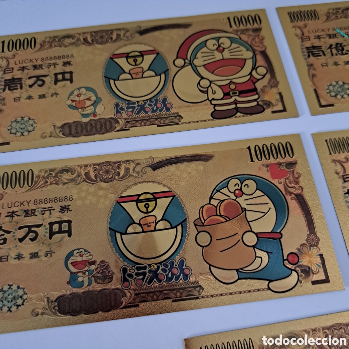 Reproducciones billetes y monedas: FANT&Aacute;STICA COLECCI&Oacute;N DE 7 BILLETES DE DORAEMON - Foto 2