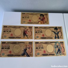 Reproducciones billetes y monedas: MAGNÍFICO LOTE INCLUYENDO 5 BILLETES DE DRAGON BALL