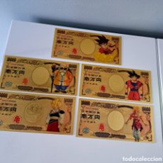 Reproducciones billetes y monedas: FANTÁSTICO LOTE DE 5 BILLETES DE DRAGON BALL