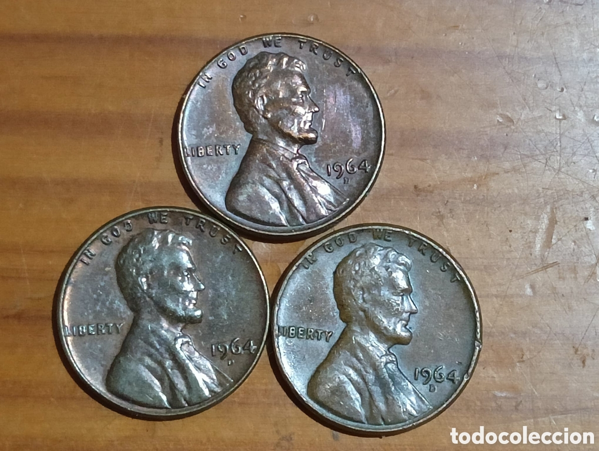 Reproducciones billetes y monedas: Lincoln cent 1964 d - Foto 3
