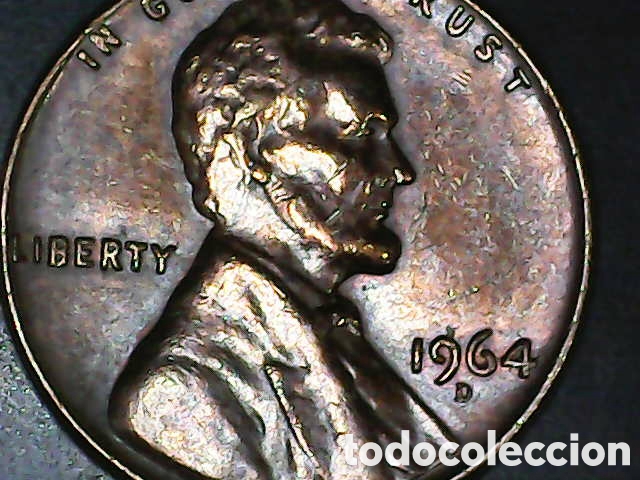 Reproducciones billetes y monedas: Lincoln cent 1964 d - Foto 4