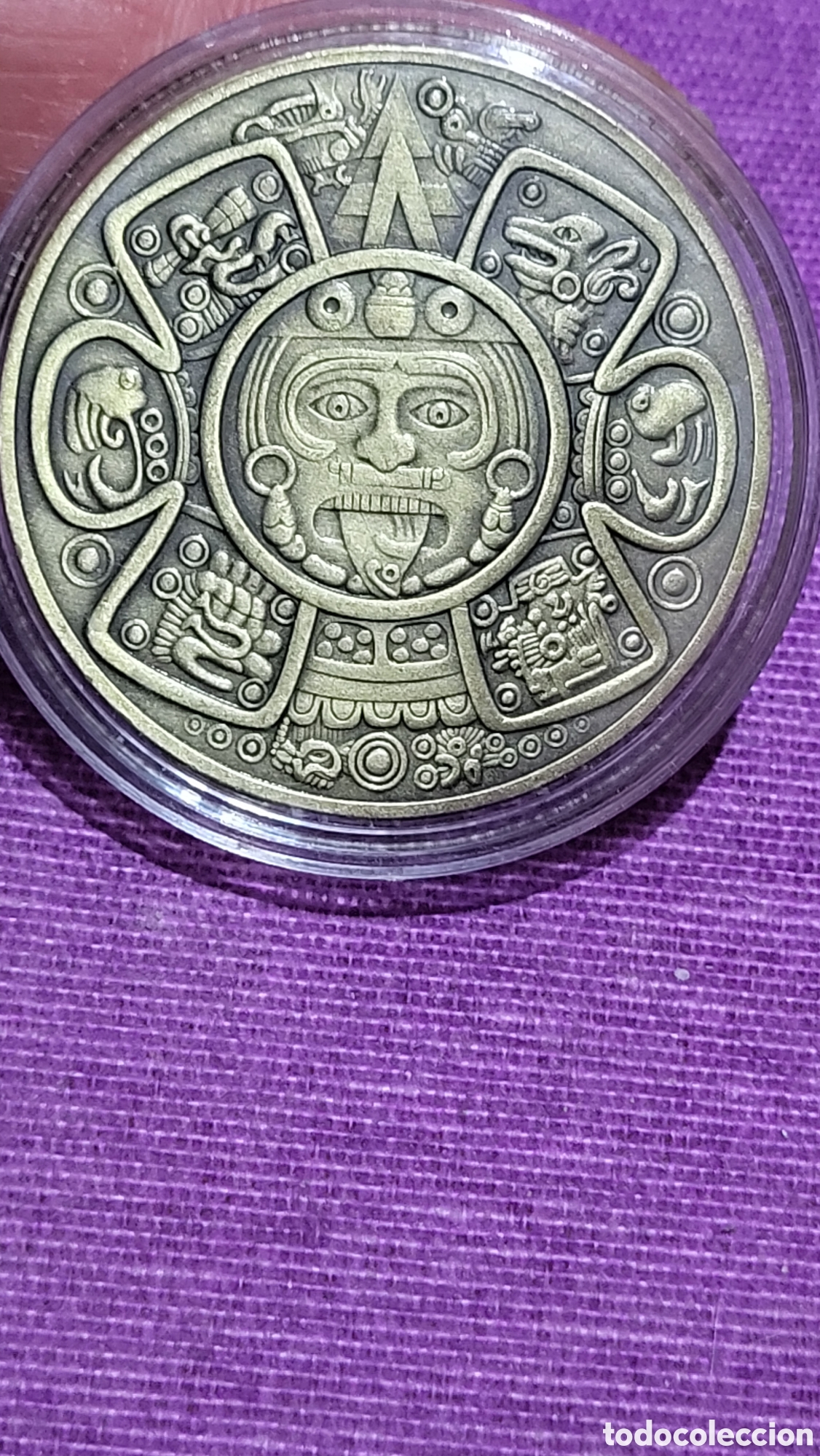 Reproducciones billetes y monedas: Moneda conmemorativa Azteca Maya - Foto 1