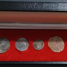Reproducciones billetes y monedas: ESTUCHE CON 7 MONEDAS ANTIGUAS, 4 DE PLATA Y 3 DE COBRE (REPRODUCCIONES)