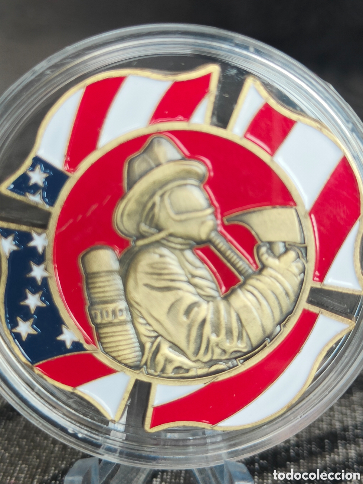 Reproducciones billetes y monedas: Moneda bomberos - Foto 1