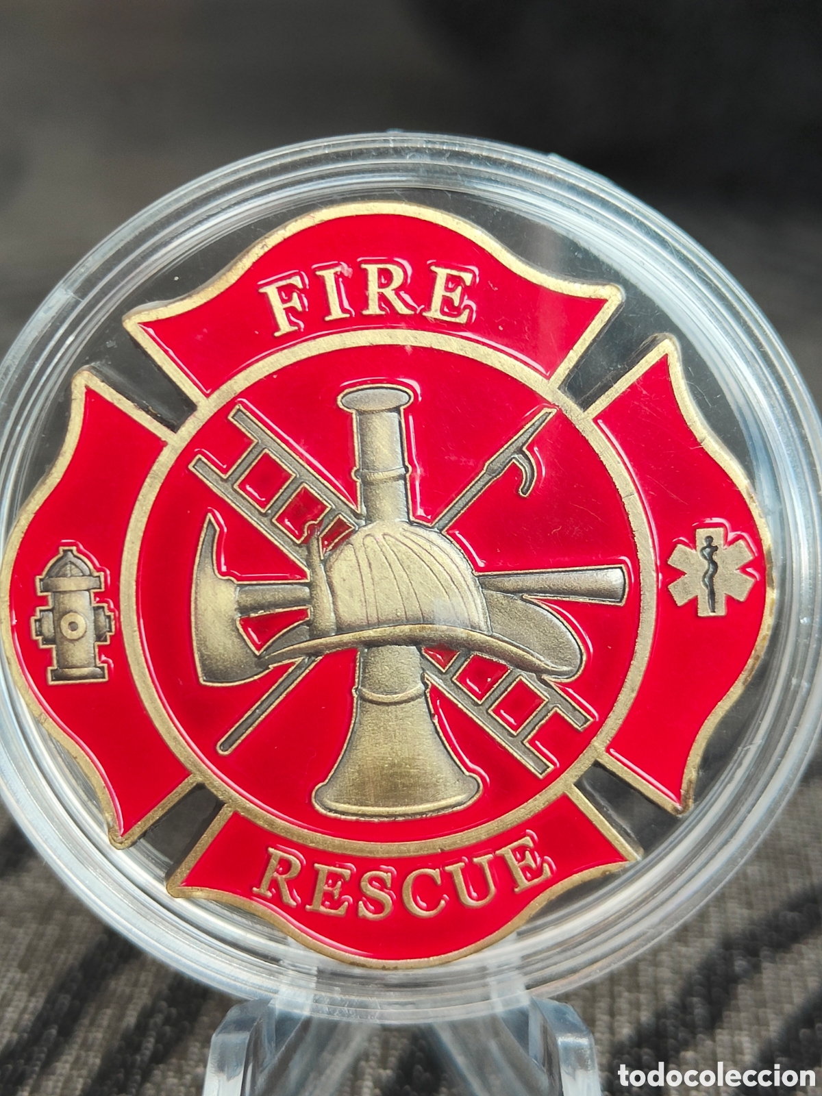 Reproducciones billetes y monedas: Moneda bomberos - Foto 3