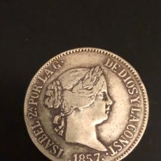Reproducciones billetes y monedas: MONEDA FALSA DE EPOCA, 10 REALES ISABEL II 1857 (L9)