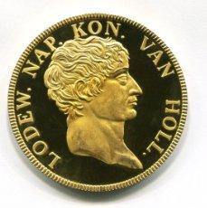 Reproducciones billetes y monedas: REPLICA LODEW NAP KON VAN HOLL 1809 36,20 GRS. PLATA 925 MLS. BAÑO ORO DIAMETRO 45 MM