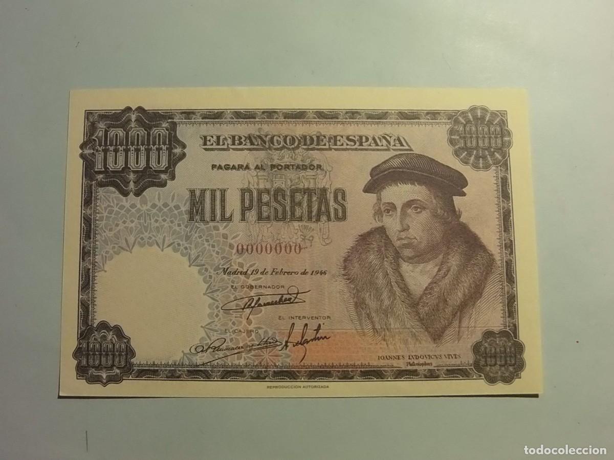 Reproducciones billetes y monedas: REPRODUCCI&Oacute;N - BILLETE FACSIMIL 1000 PESETAS 46 - JOANNES LVDOVICVS VIVES.