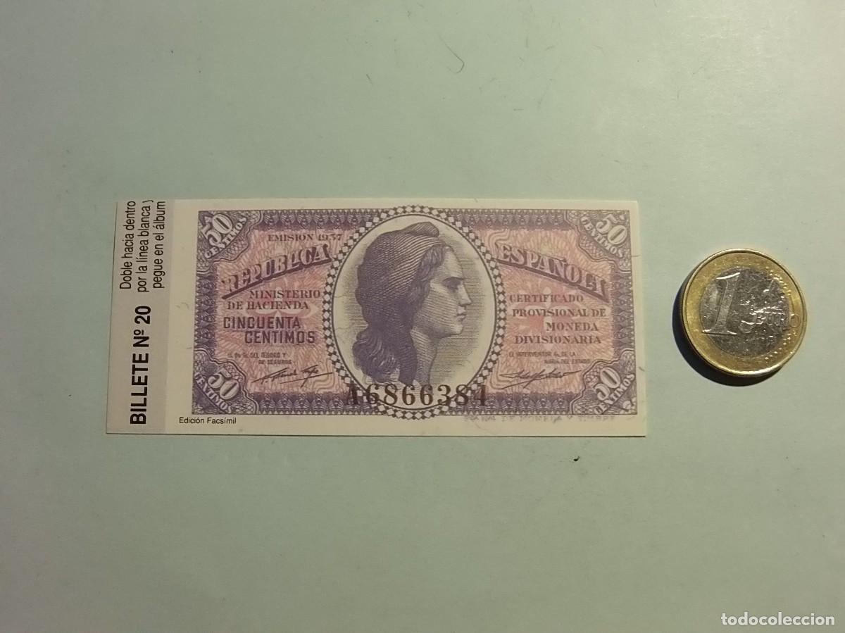 Reproducciones billetes y monedas: REPRODUCCION N&ordm; 20 - BILLETE FACSIMIL 50 C&Eacute;NTIMOS 1937.