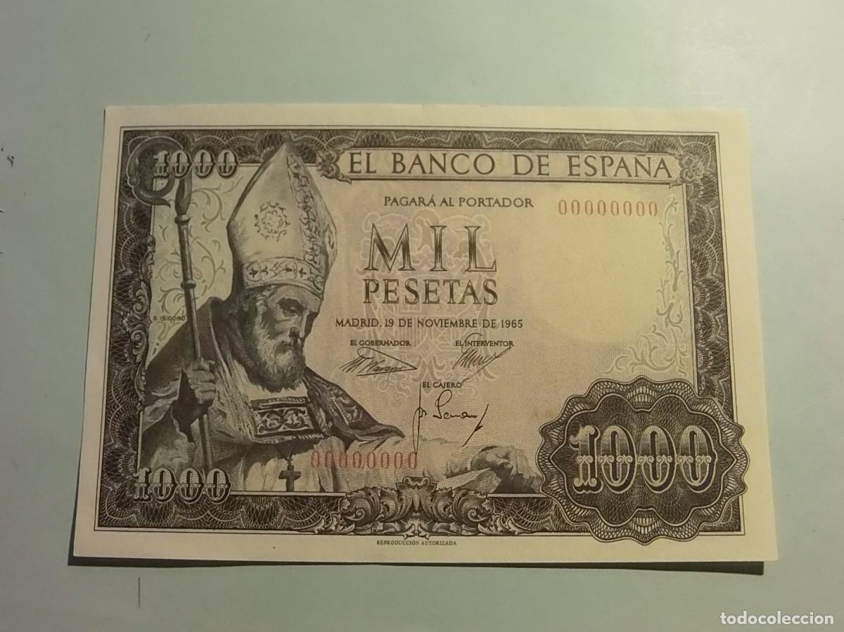 Reproducciones billetes y monedas: REPRODUCCI&Oacute;N - BILLETE FACSIMIL 1000 PESETAS 1965 - S. ISIDRO.
