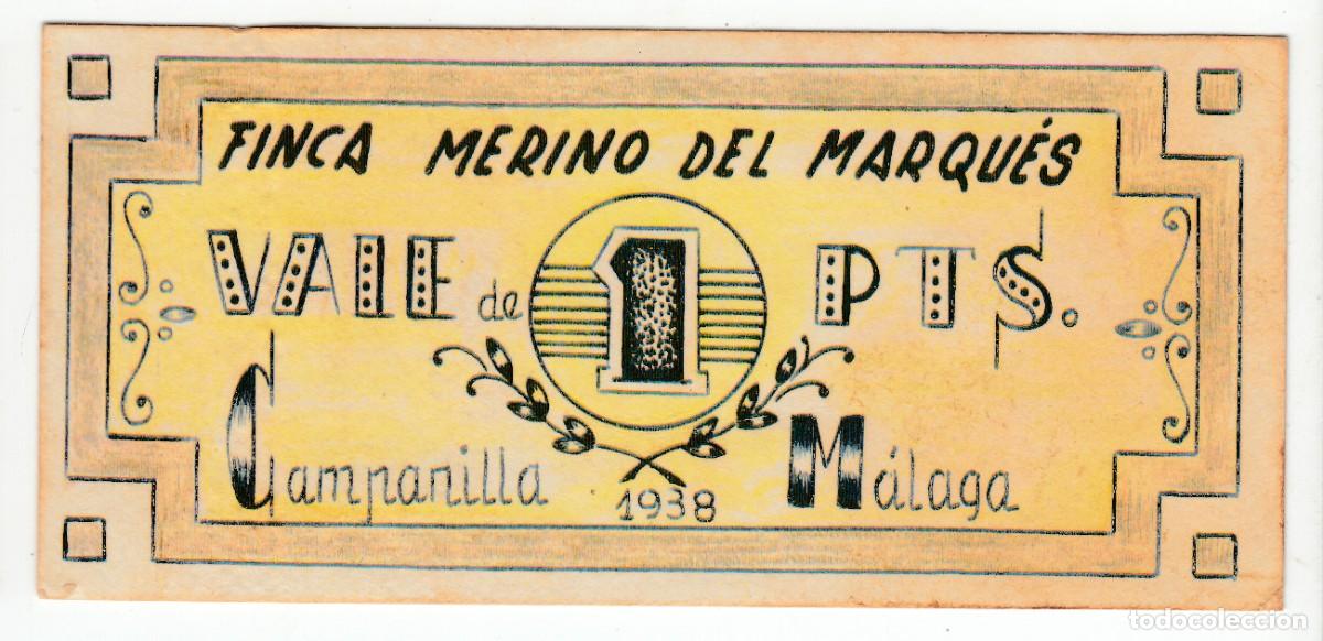 Reproducciones billetes y monedas: 1938 CAMPA&Ntilde;ILLA (MALAGA). VALE 1 PTS FINCA MERINO DEL MARQUES