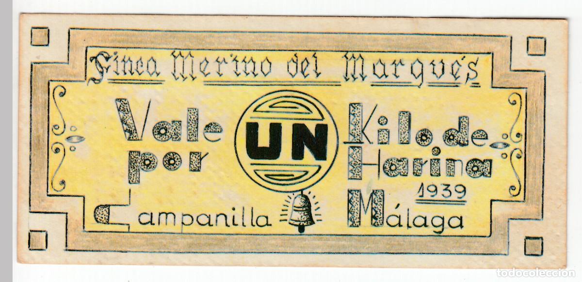 Reproducciones billetes y monedas: 1939 CAMPA&Ntilde;ILLA (MALAGA). VALE 1 KILO DE HARINA FINCA MERINO DEL MARQUES