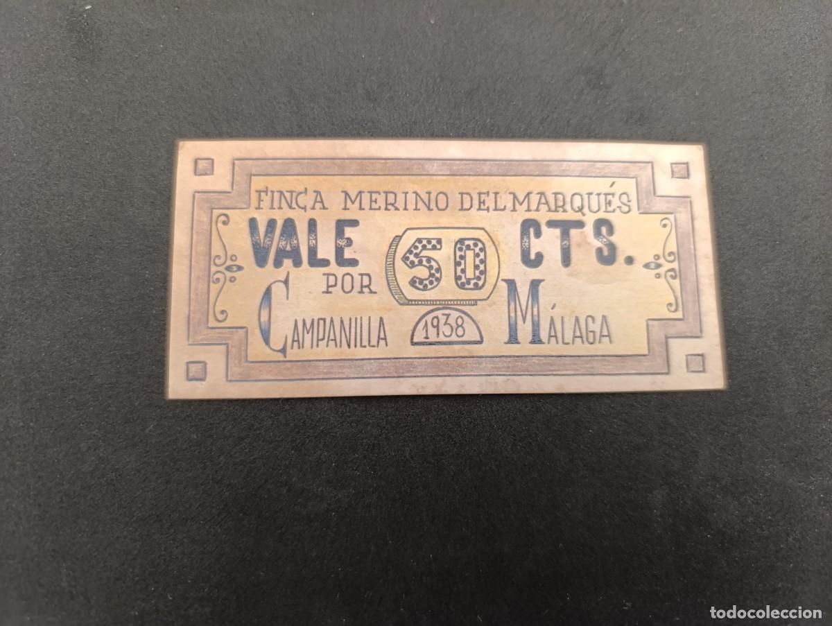 Reproducciones billetes y monedas: Billete local de Campanilla (M&aacute;laga) 50 centimos, guerra civil, a&ntilde;o 1938