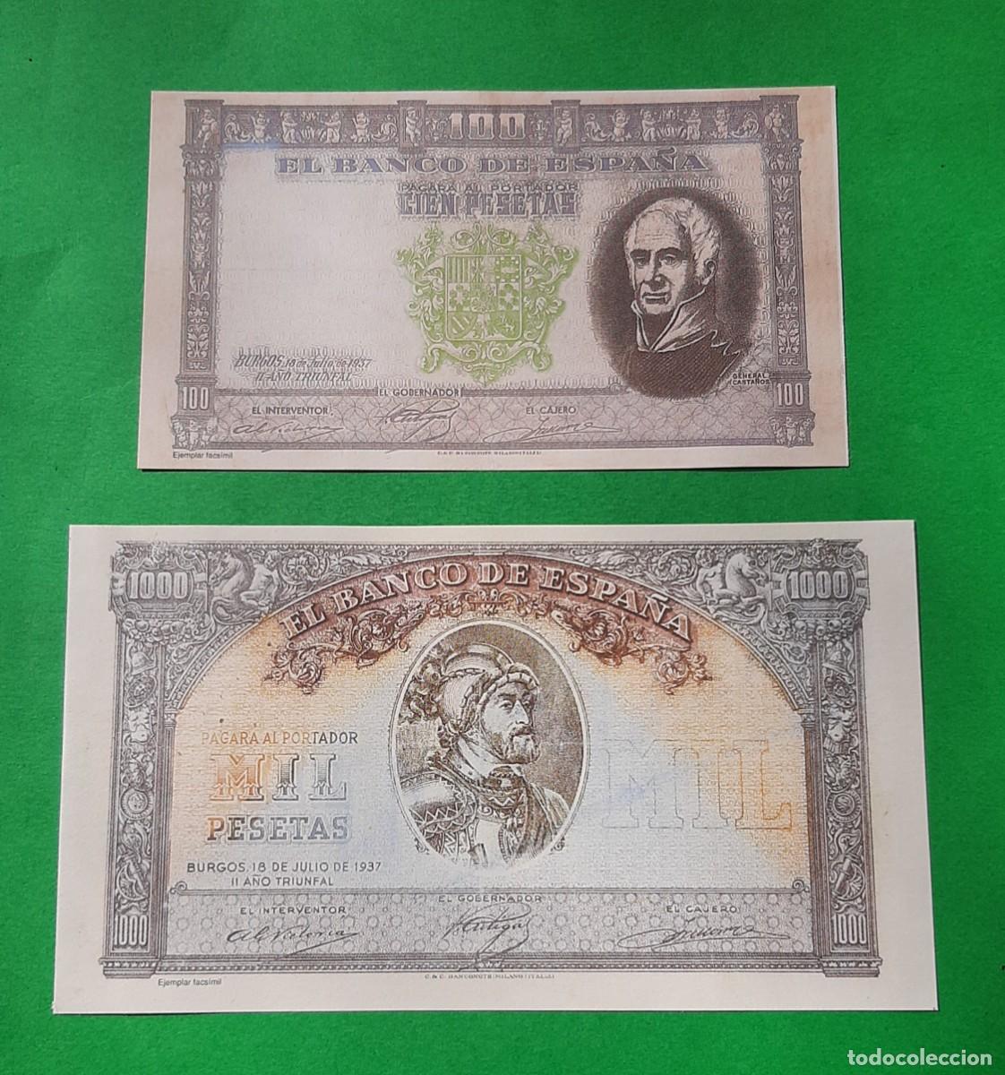 Reproducciones billetes y monedas: (FACSIMIL) LOTE DE BILLETES ESPA&Ntilde;OLES - Foto 1