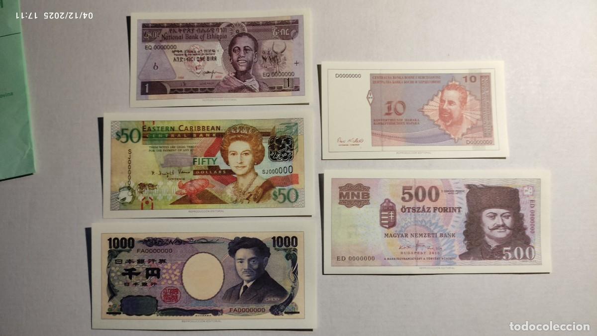 Reproducciones billetes y monedas: BILLETES DEL MUNDO N&ordm; 5- ETIOPIA, GRANADA, JAP&Oacute;N, BOSNIA-HERZEGOVINA, HUNGRIA- 5 BILLETES