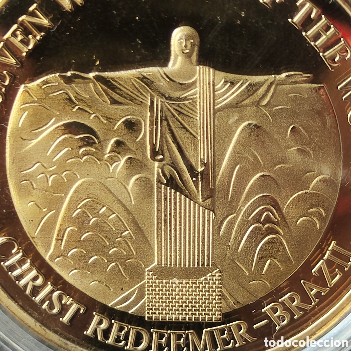 Reproducciones billetes y monedas: Moneda Cristo Redentor Brasil - Foto 3