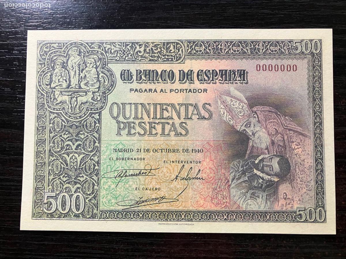 Reproductions Banknotes and Coins: Billete Espa&ntilde;a - reproducci&oacute;n - 500 pesetas 1940