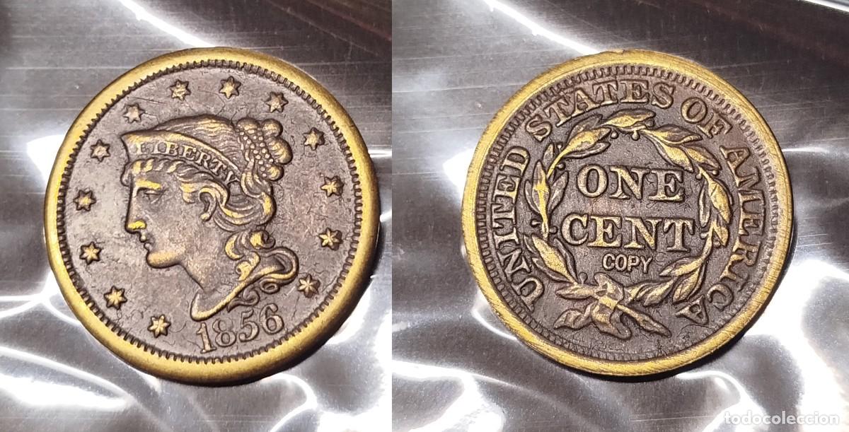 Reproducciones billetes y monedas: EEUU 1 centavo de 1856 (REPLICA) - Foto 1