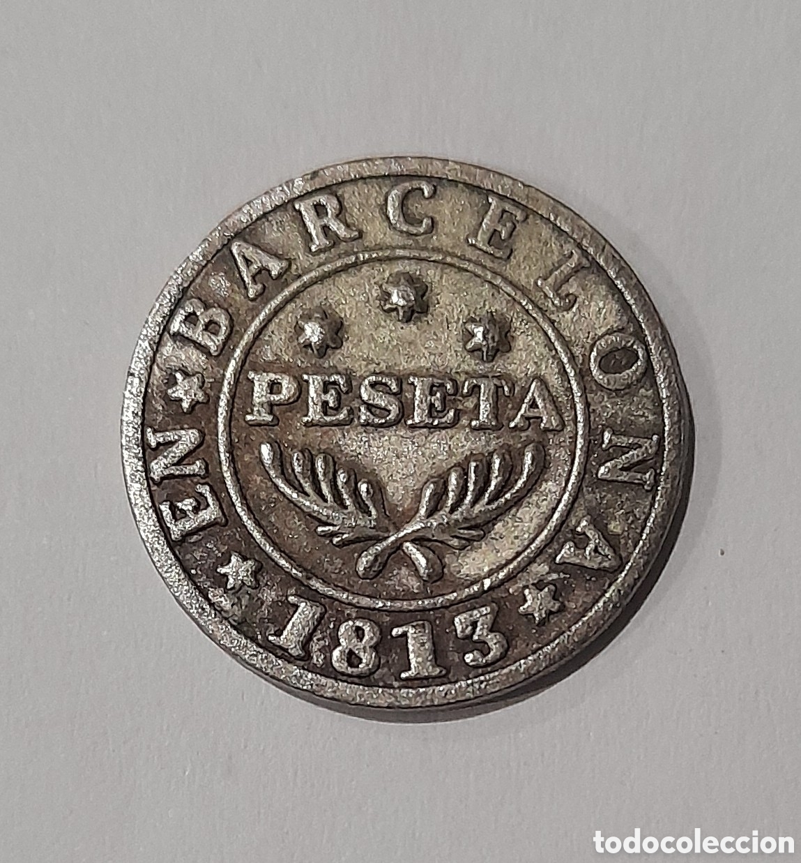 Reproductions Banknotes and Coins: Moneda 1 Peseta BARCELONA 1813 ( R ).