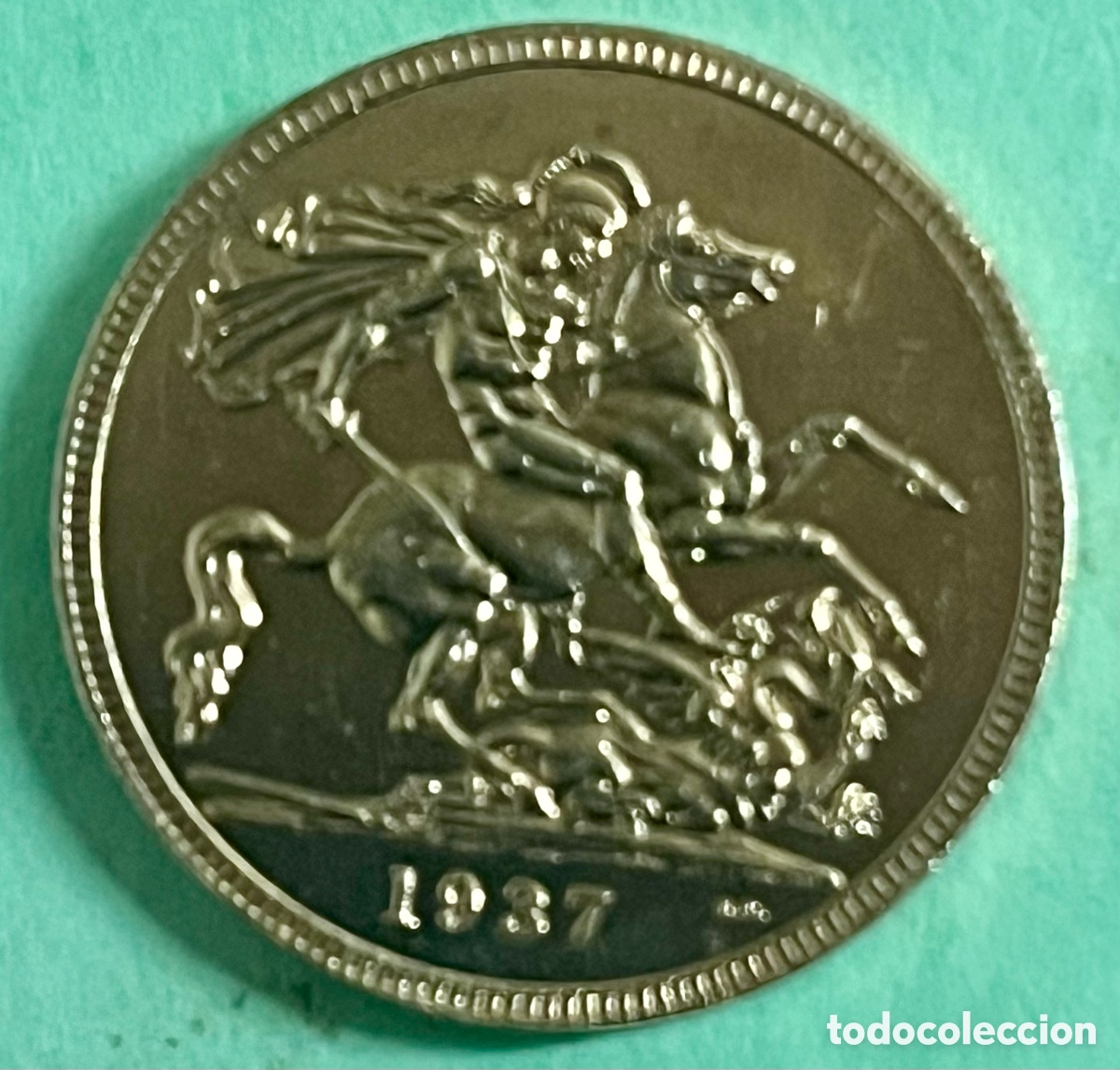 Reprodu&ccedil;&otilde;es notas e moedas: Moneda ba&ntilde;o de oro 24k George VI Inglaterra 1937