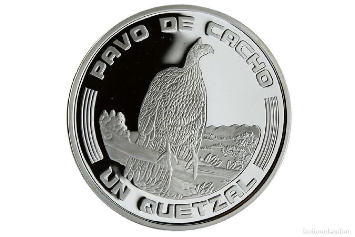 Reproducciones billetes y monedas: Moneda de Plata - Guan 1 Quetzal - Serie Iberoamericana II - Fauna en Peligro