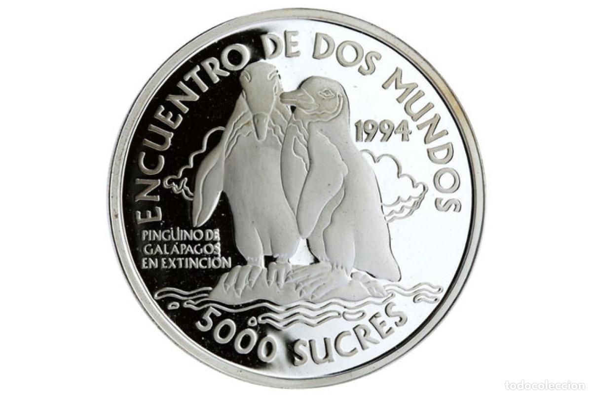 Reprodu&ccedil;&otilde;es notas e moedas: Moneda de plata - Ecuador - Serie Fauna en Peligro de Extinci&oacute;n - 5000 Sucres - 1994