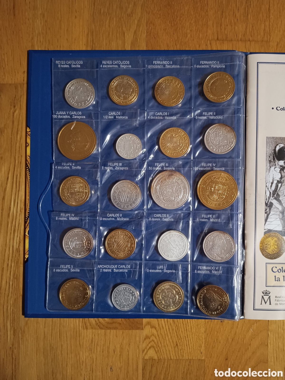 Reproductions Banknotes and Coins: DEL REAL A LA PESETA - COLECCI&Oacute;N COMPLETA (40 MONEDAS) - ACU&Ntilde;ADA POR LA FNMT 2002 - EL PAIS