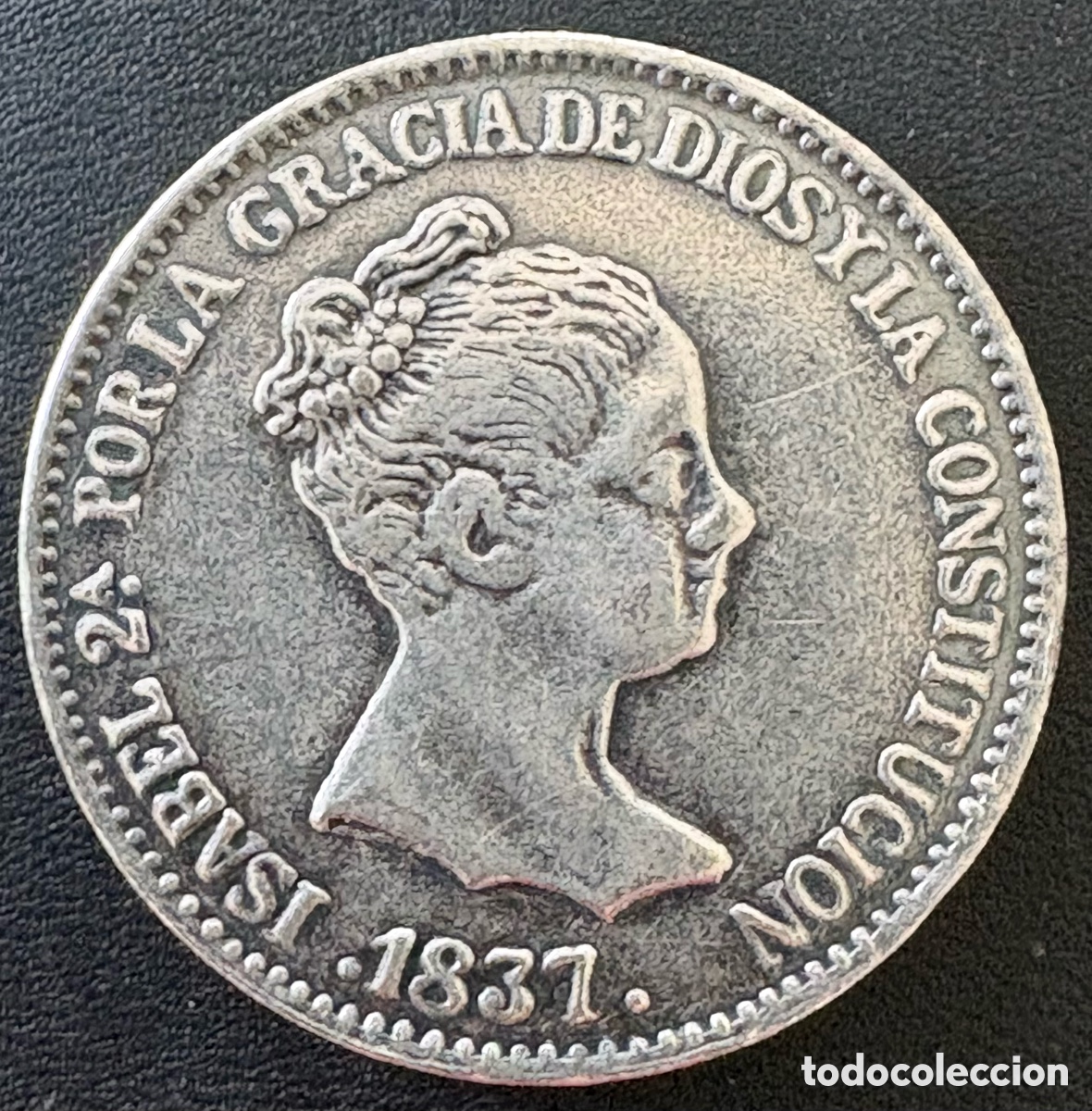 Reproducciones billetes y monedas: Moneda r&eacute;plica 20 reales 1837