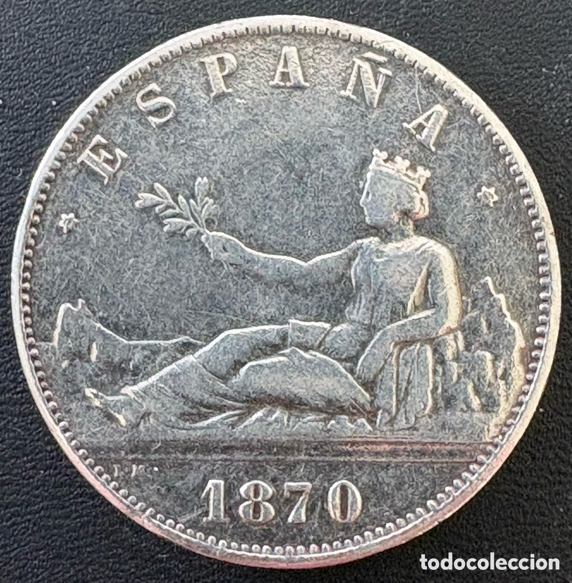 Reproducciones billetes y monedas: Moneda r&eacute;plica 5 pesetas 1870