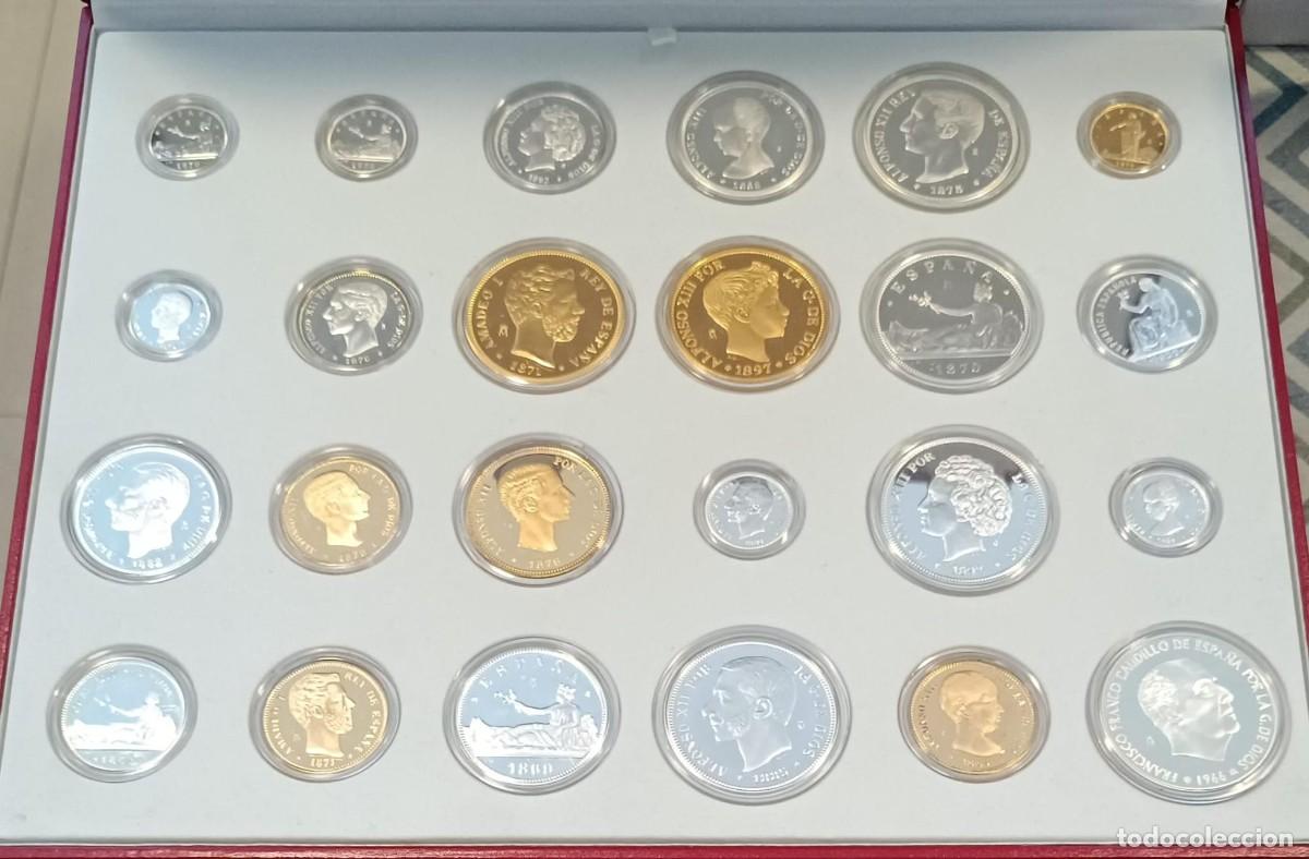 Reproducciones billetes y monedas: Colecci&oacute;n completa &ldquo;Historia de la Peseta&rdquo; &ndash; 24 monedas plata 925 y oro &ndash; FNMT numerada