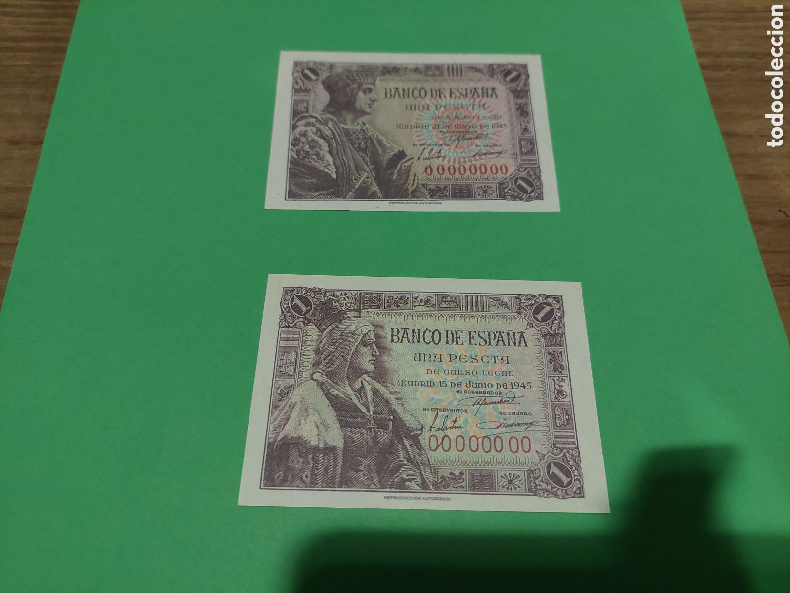 Reproductions Banknotes and Coins: REPRODUCCI&Oacute;N AUTORIZADA BANCO ESPA&Ntilde;A UNA PESETA REYES CAT&Oacute;LICOS FERNANDO Y ISABEL ,CRIST&Oacute;BAL COLON