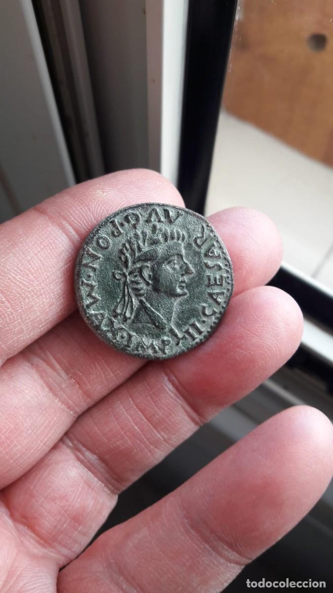 Reproducciones billetes y monedas: As de Tiberio (Merida) - Reproduccion de moneda romana