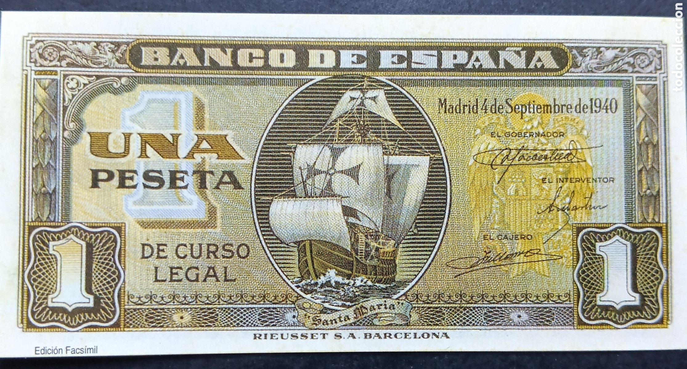 Reproducciones billetes y monedas: BILLETE ESTADO ESPA&Ntilde;OL 1 PTA