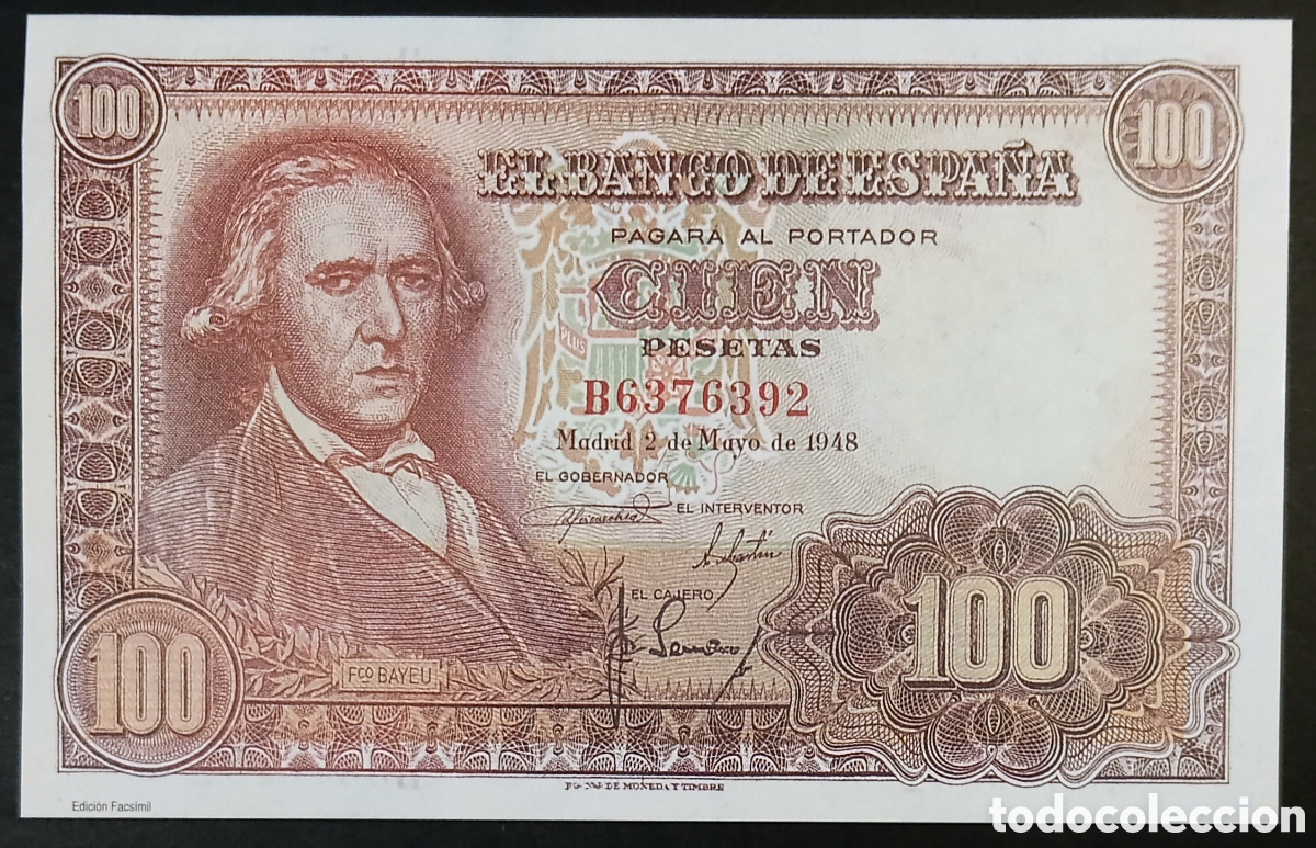 Reproducciones billetes y monedas: BILLETE ESTADO ESPA&Ntilde;OL 100 PTA