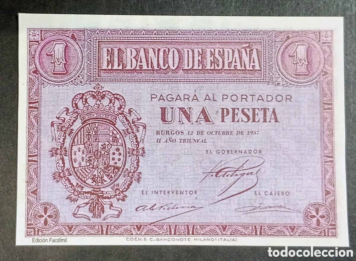 Reproducciones billetes y monedas: BILLETE BANCO DE BURGOS 1 PTA