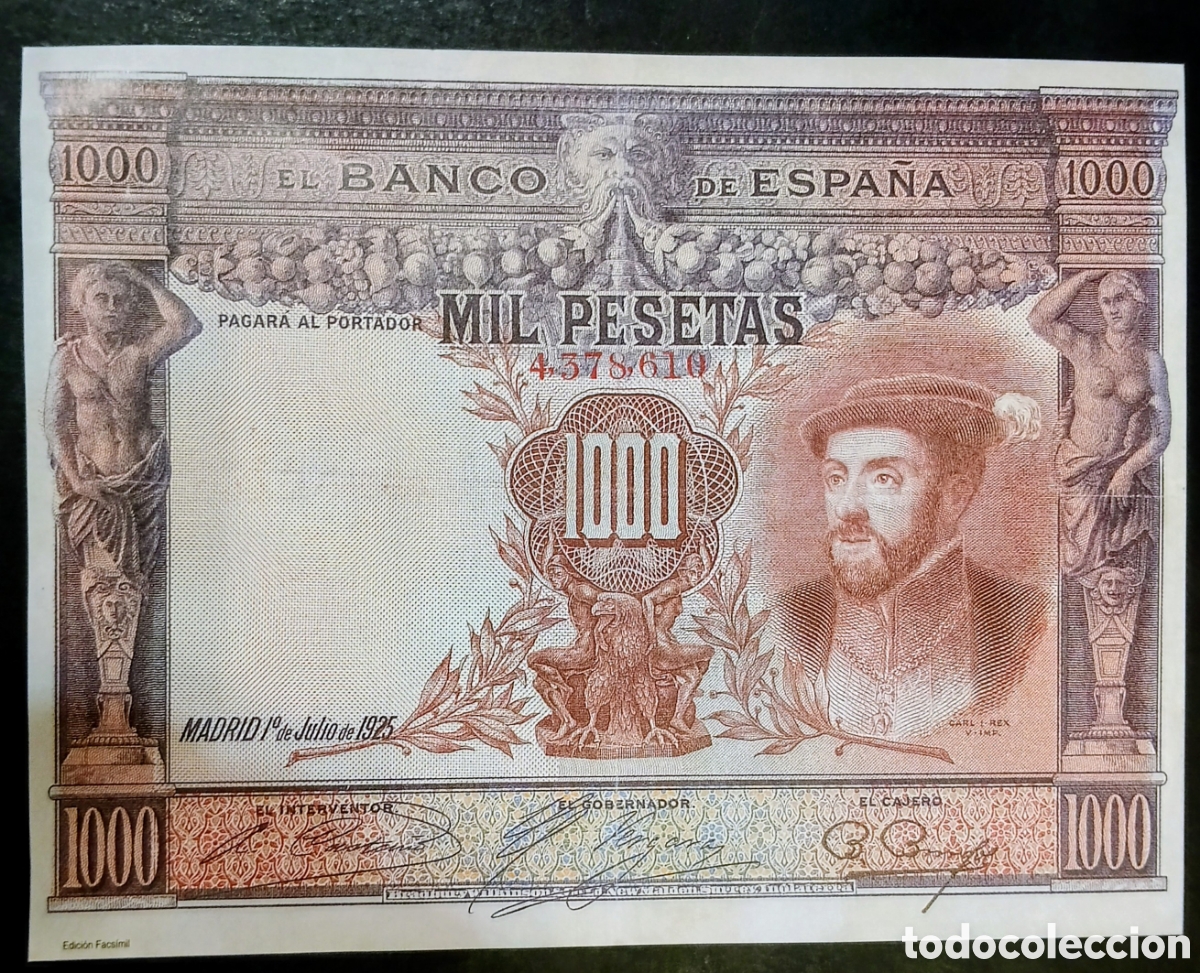 Reproducciones billetes y monedas: BILLETE 1000 PTA REINADO DE ALFONSO XIII