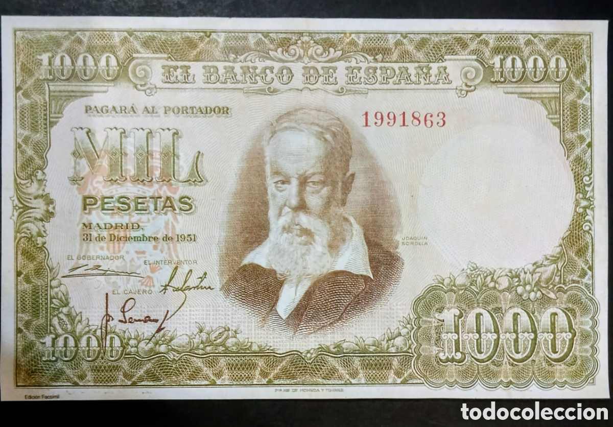 Reproducciones billetes y monedas: BILLETE ESTADO ESPA&Ntilde;OL 1000 PTA