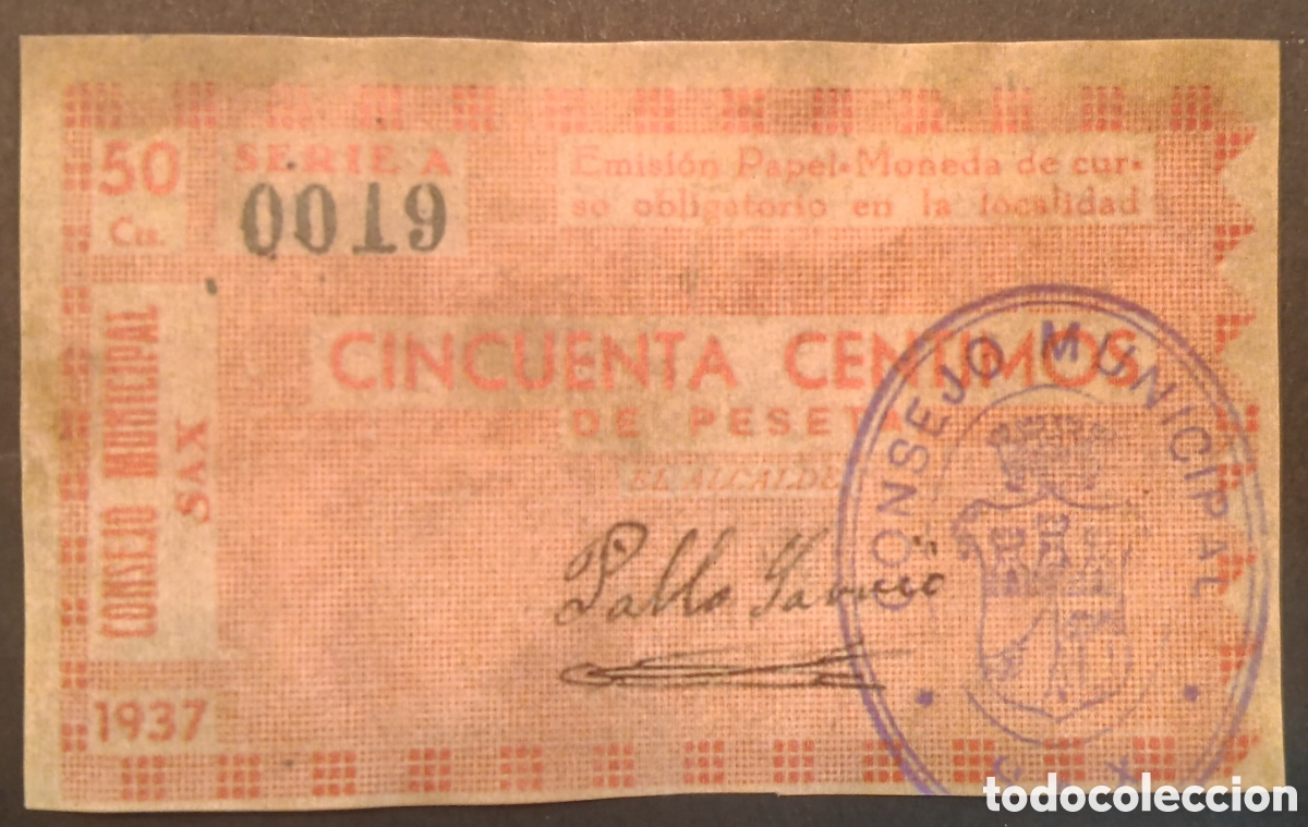 Reproducciones billetes y monedas: BILLETE LOCAL SAX ALICANTE