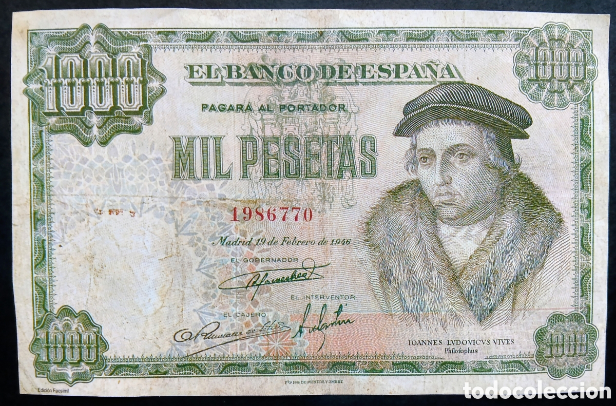 Reproducciones billetes y monedas: 1000 PTA ESTADO ESPA&Ntilde;OL 1946