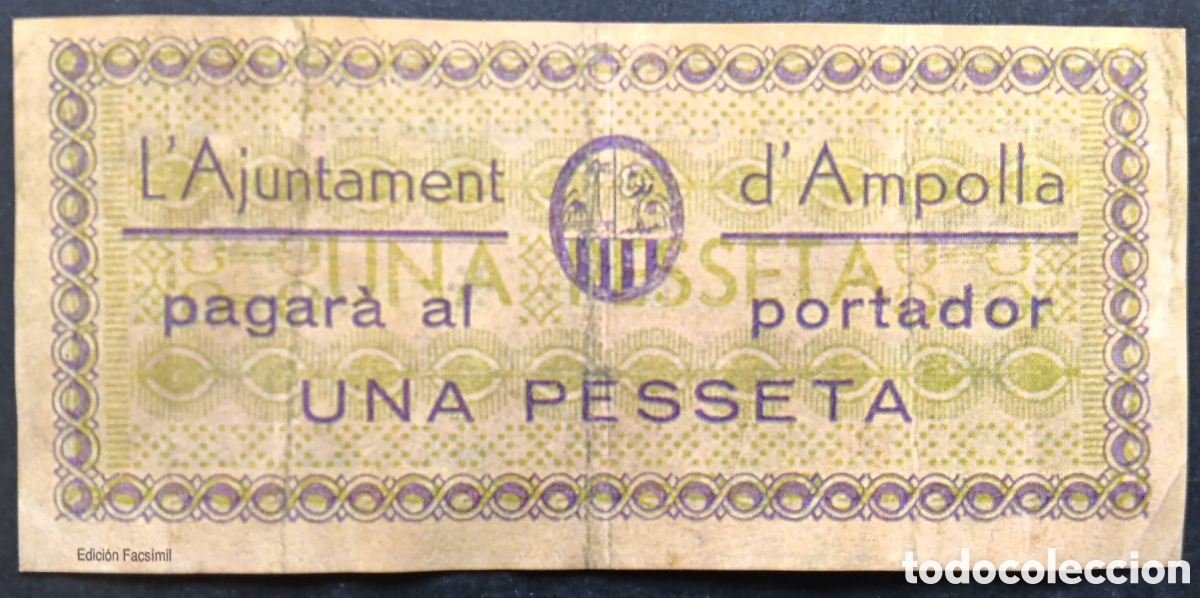 Reproducciones billetes y monedas: BILLETE LOCAL D' AMPOLLA TARRAGONA