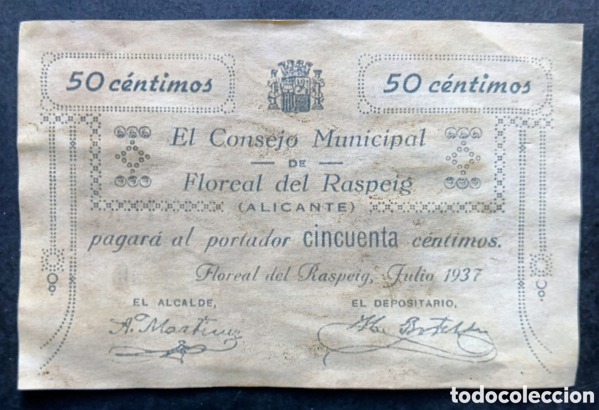 Reproducciones billetes y monedas: BILLETE LOCAL 50 CTM FLOREAL DEL RASPEIG