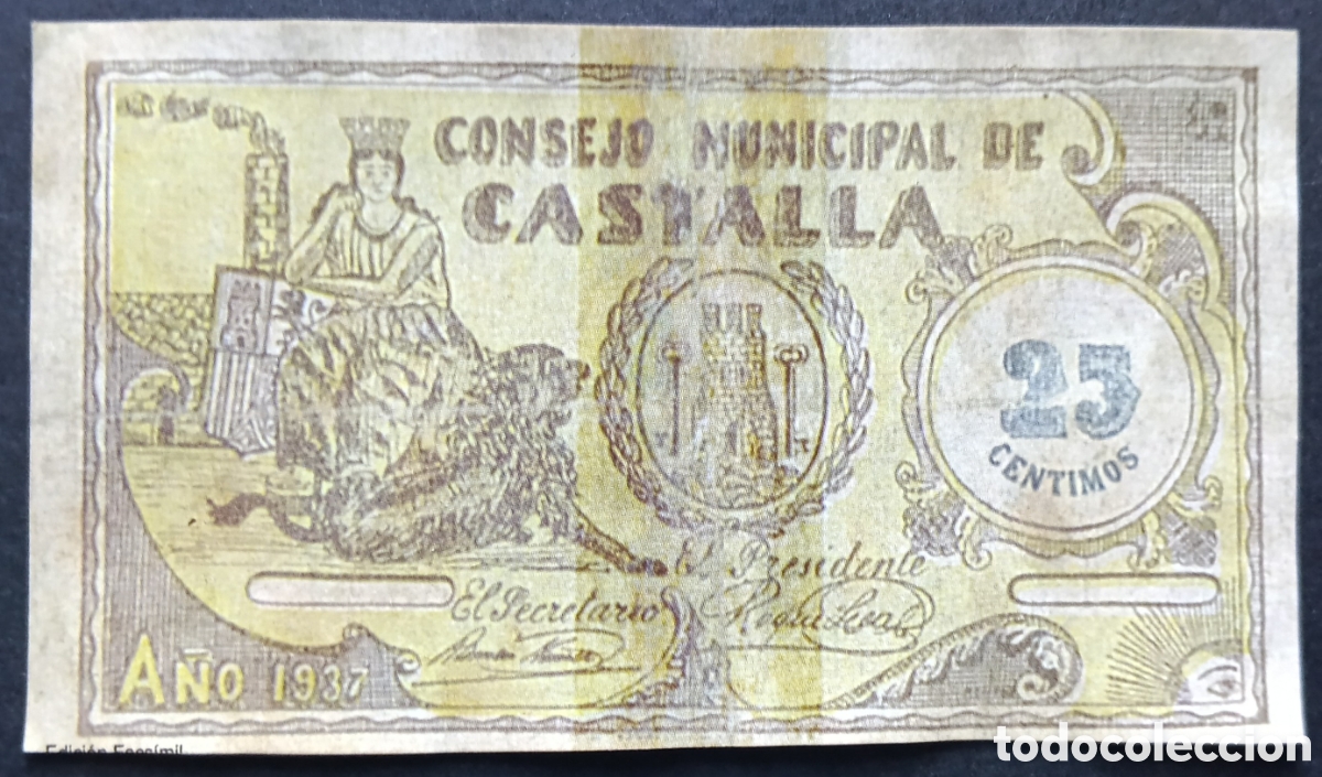 Reproducciones billetes y monedas: BILLETE LOCAL CASTALLA ALICANTE