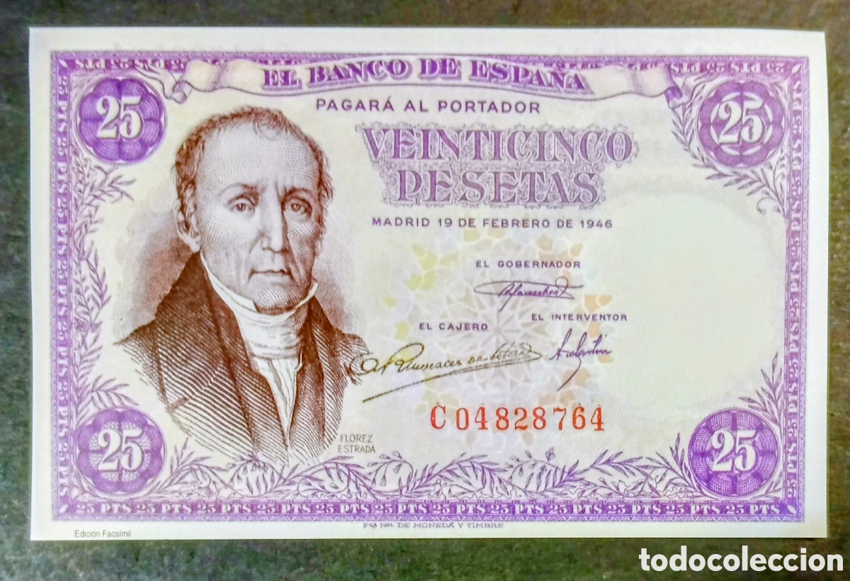 Reproducciones billetes y monedas: BILLETE ESTADO ESPA&Ntilde;OL 25 PTA