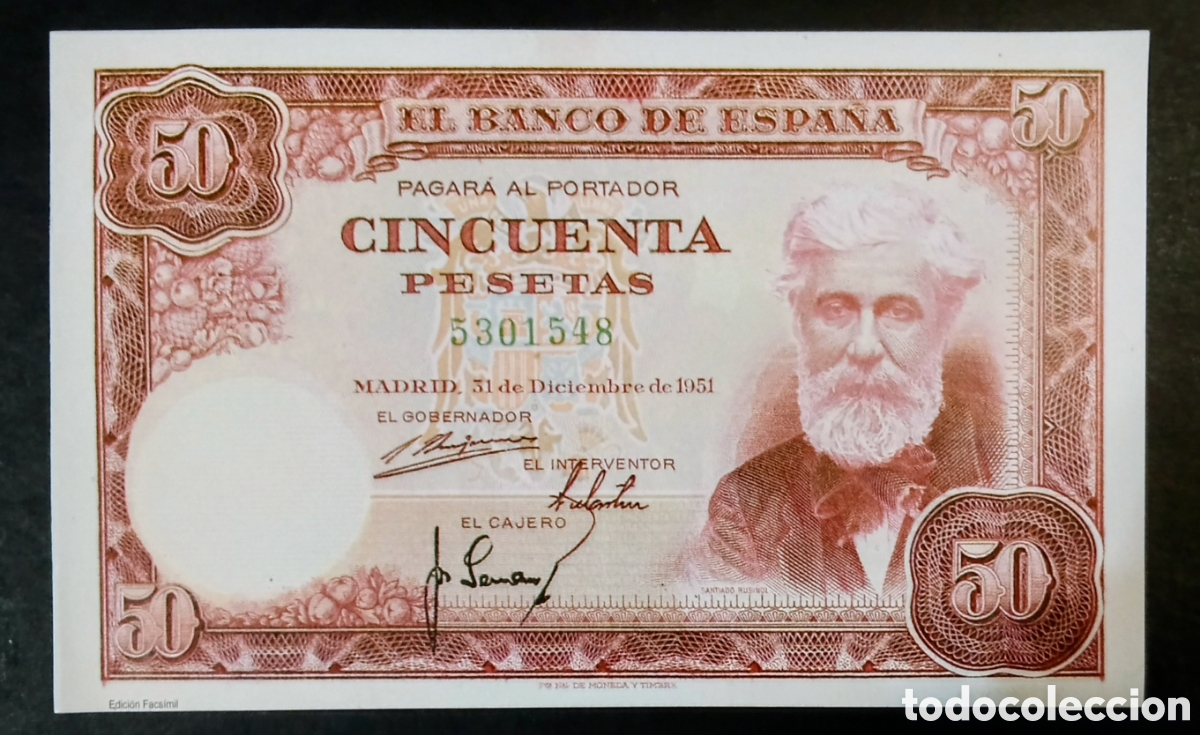 Reproducciones billetes y monedas: BILLETE ESTADO ESPA&Ntilde;OL 50 PTS